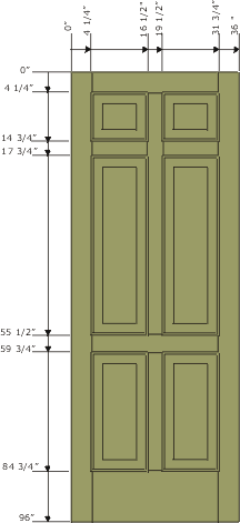 36 X 96 six panel entry door